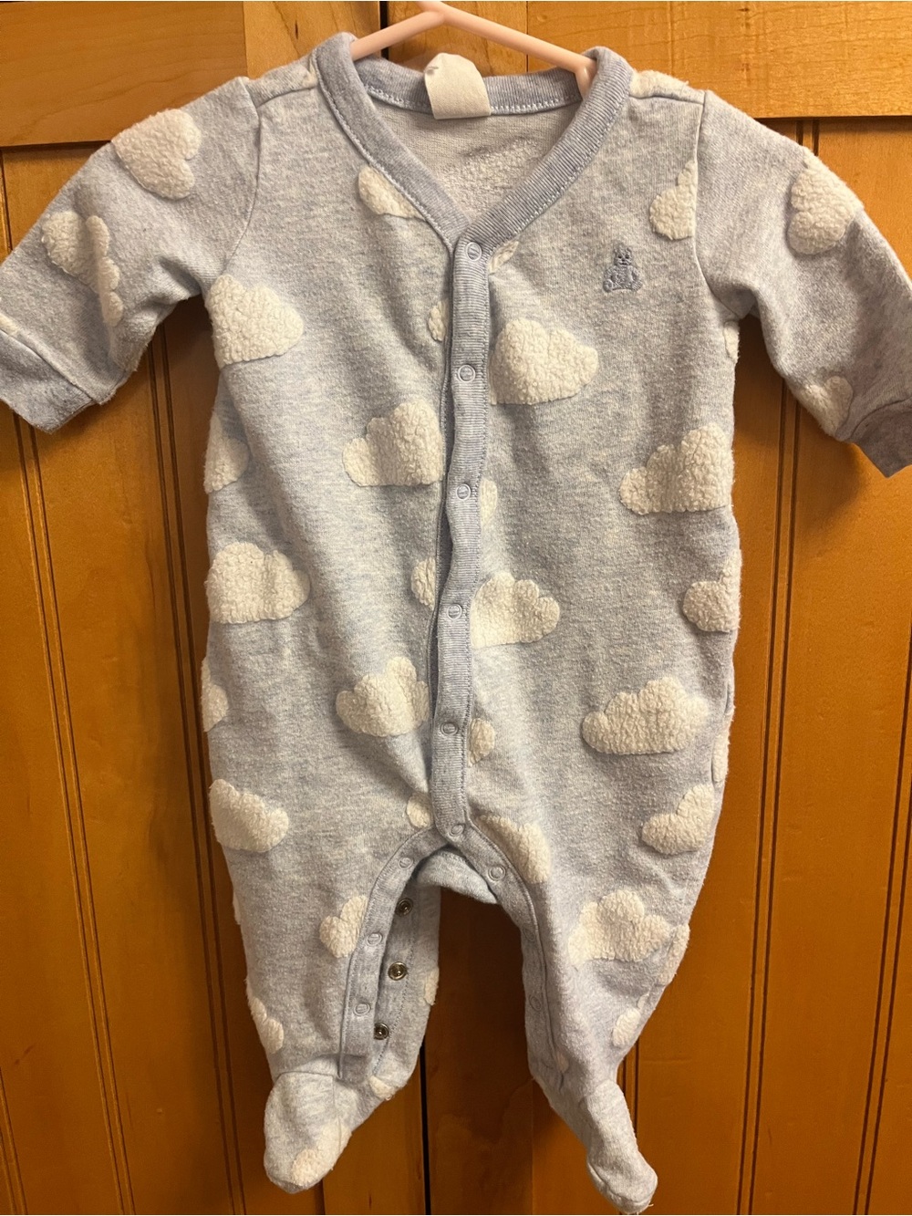Baby Gap Blue Cloud Print Snap Onesie